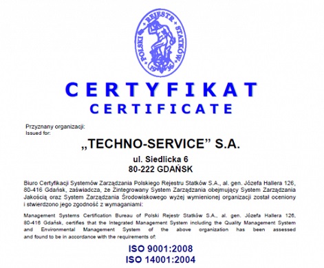 Certyfikat ISO 9001:2015 i 14001:2015